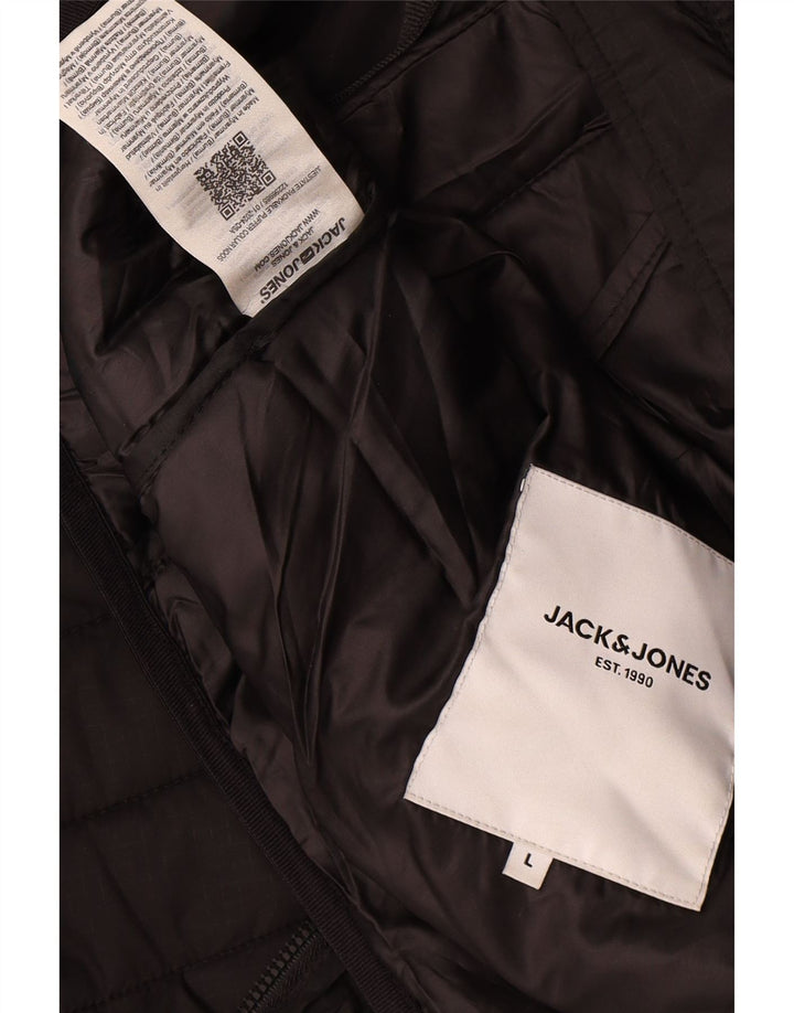 Мужская стеганая куртка Jack & Jones UK 40, большая, черная, полиэстер