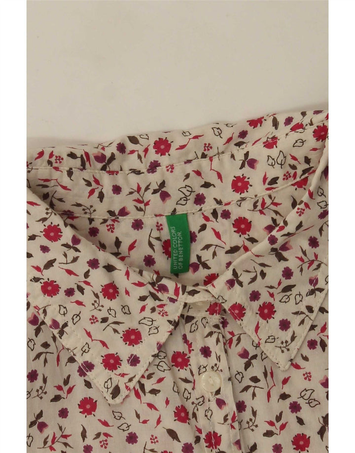 Женская рубашка Benetton UK 16, большая белая с цветочным принтом