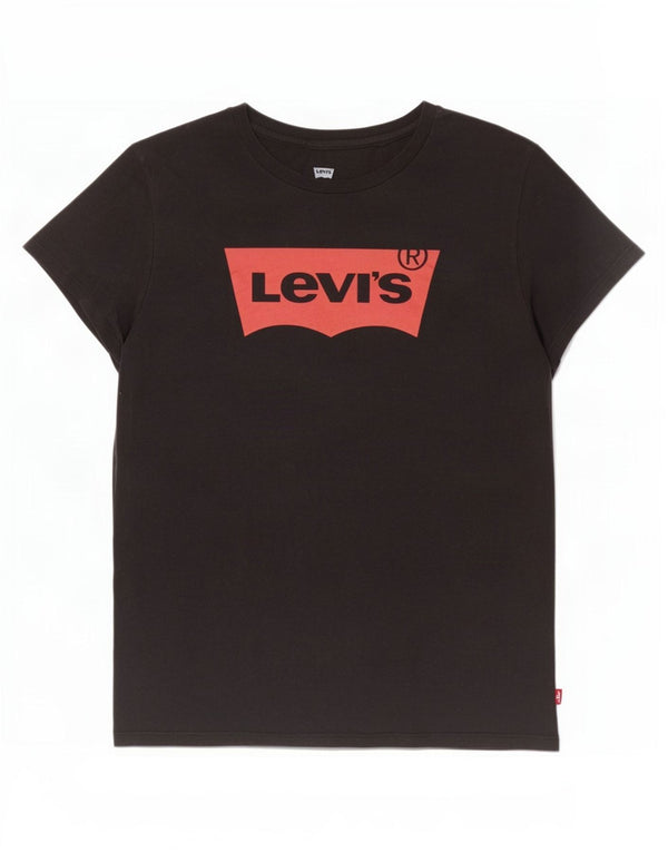 Женская футболка с рисунком Levi's Top UK 16, большой размер, черный хлопок
