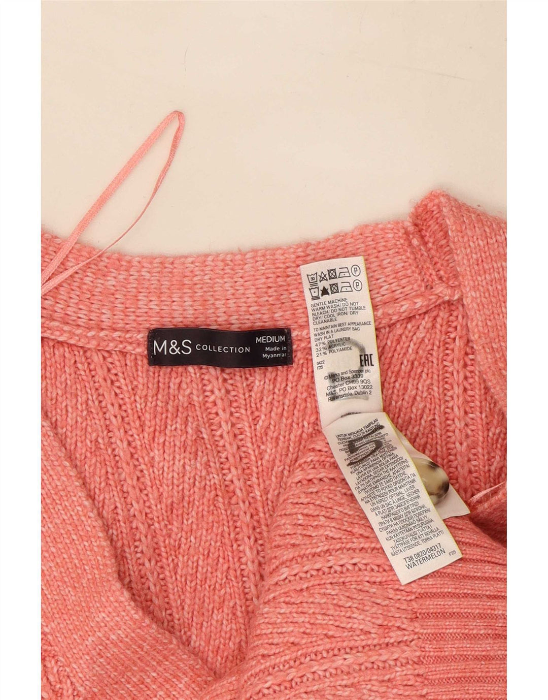 Женский кардиган Marks & Spencer UK 14, полиэстер среднего розового цвета