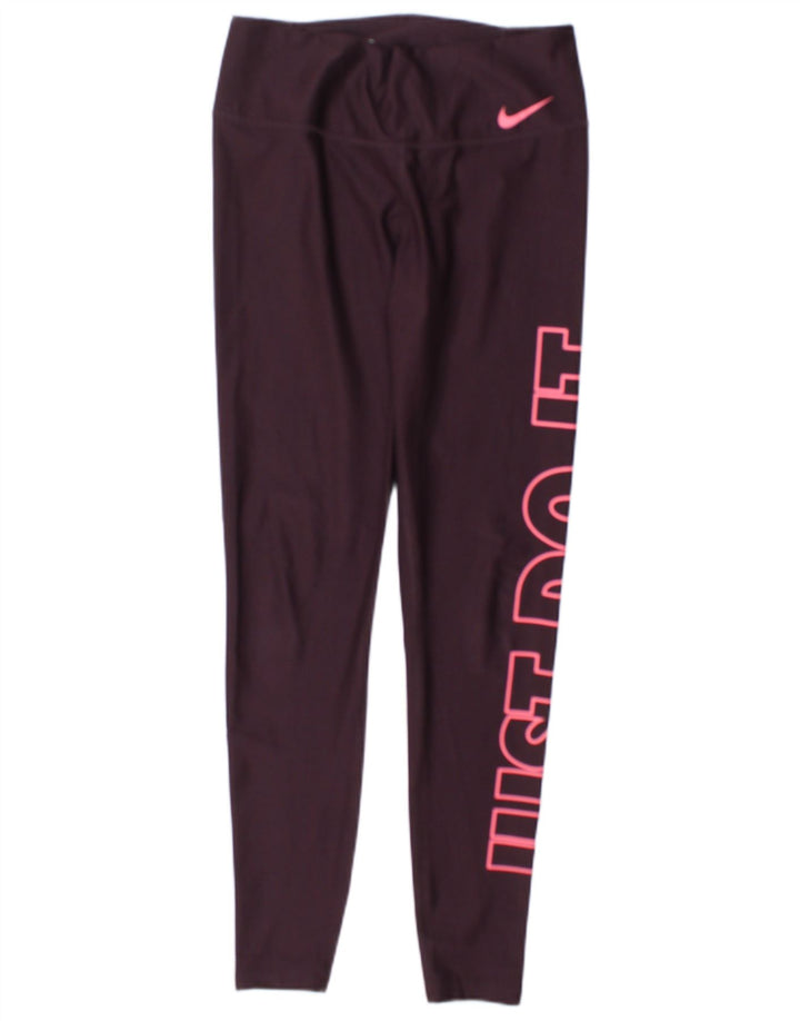 Женские леггинсы с рисунком Nike Dri Fit UK 10, малый бордовый полиэстер
