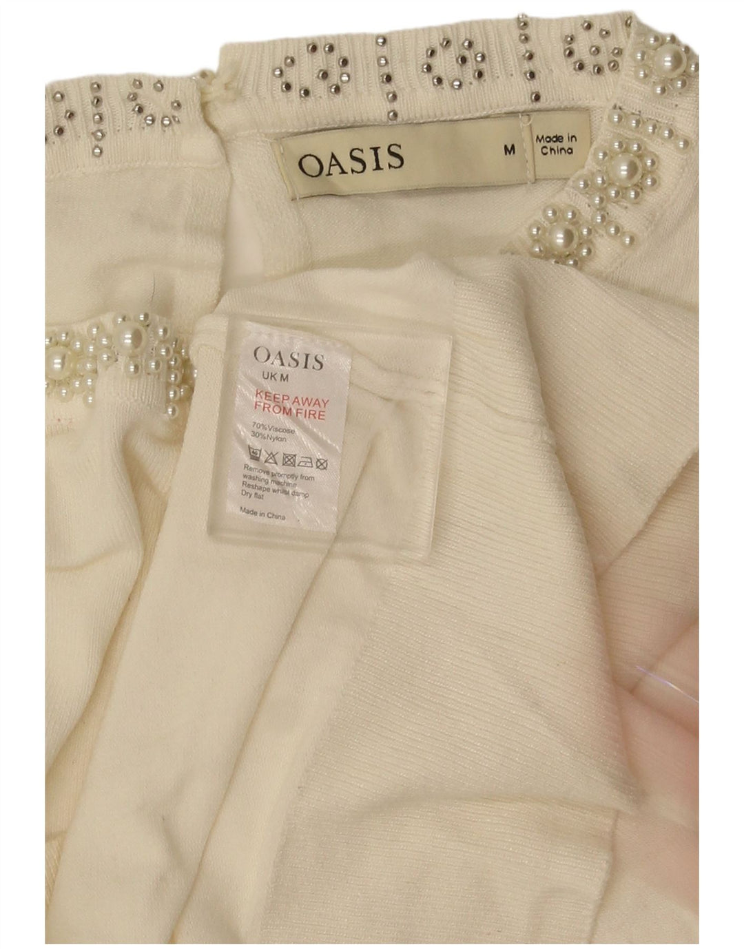 Женский джемпер с вырезом «лодочка» Oasis UK 14, средний белый вискоза