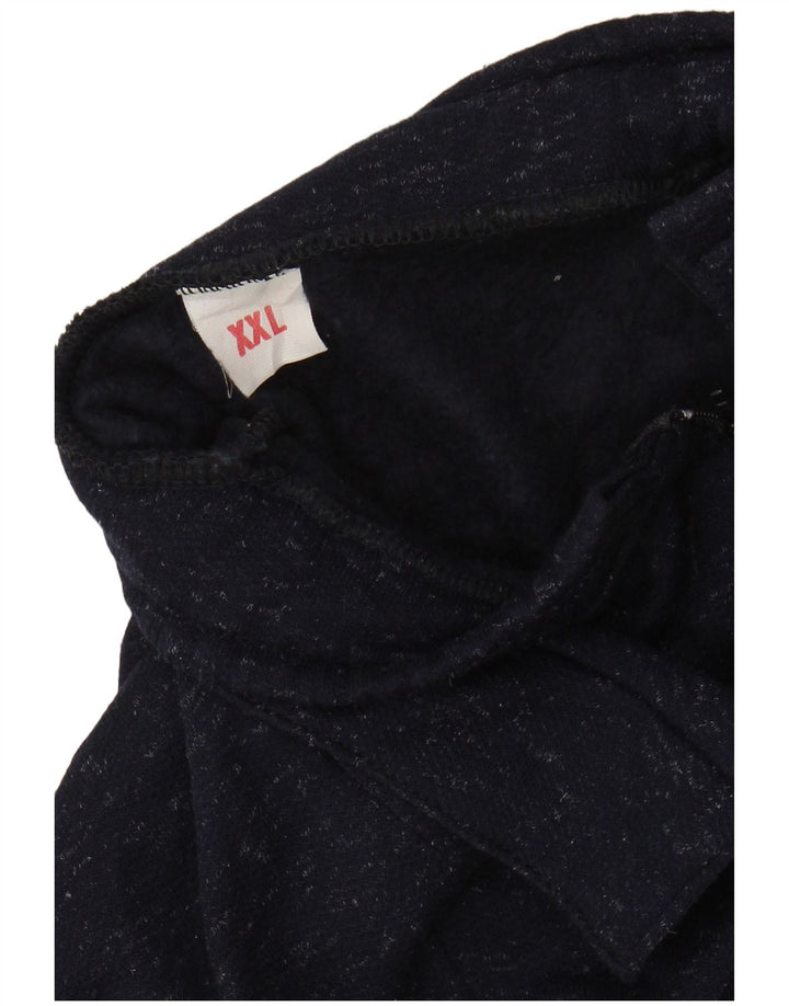 ВИНТАЖНЫЙ женский джемпер с воротником на молнии, Великобритания 20, размер 2XL, темно-синий хлопковый крапчатый свитер