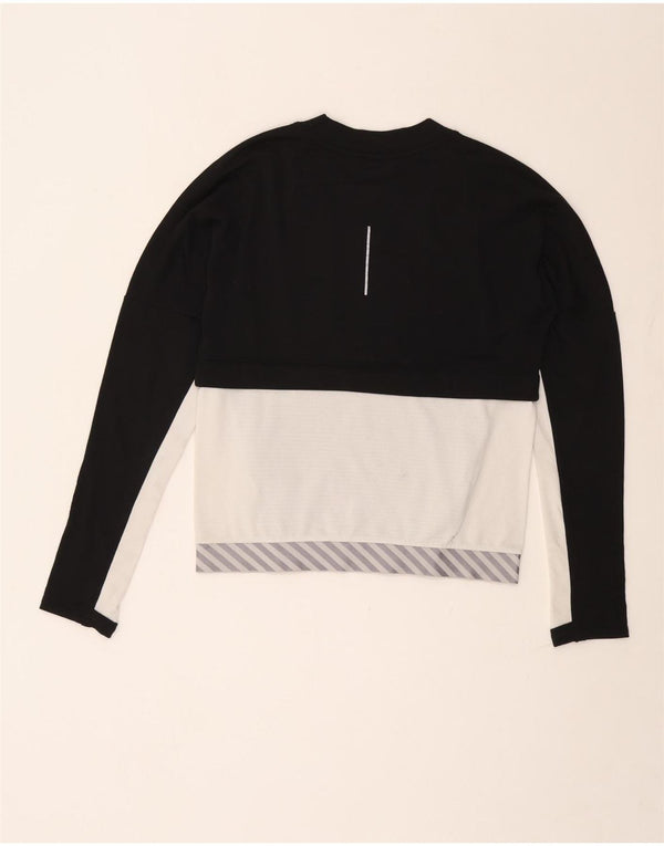 Женский беговой топ Nike с длинным рукавом UK 6 XS, черный полиэстер с цветными блоками