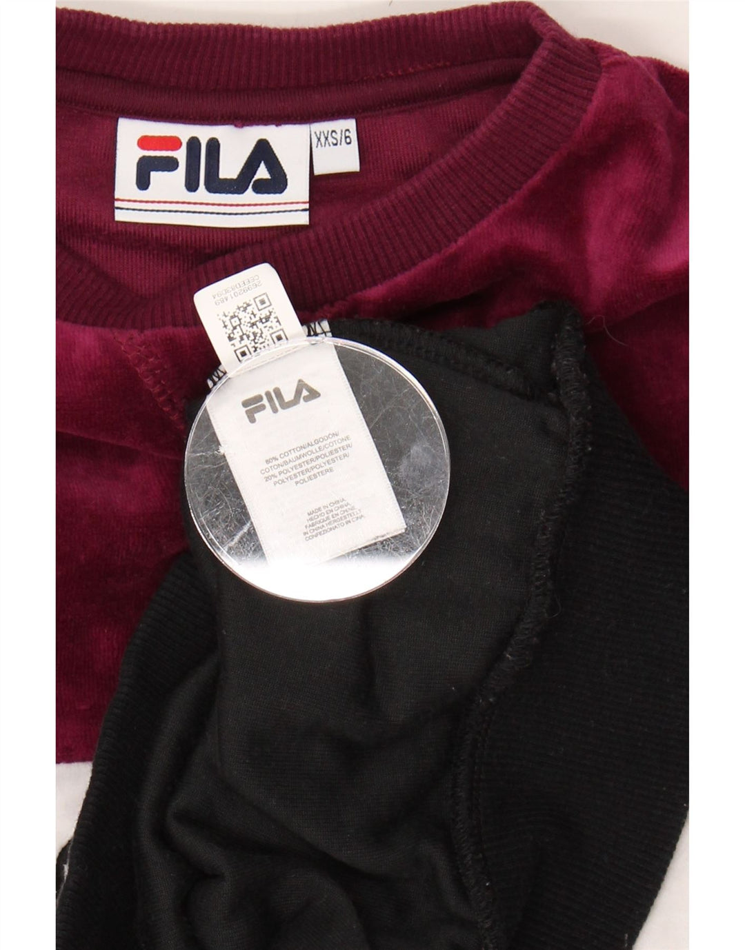 FILA Womens Oversized Sweatshirt Jumper UK 2 2XS Multicoloured Colourblock Vintage Fila and Second-Hand Fila from Messina Hembry 