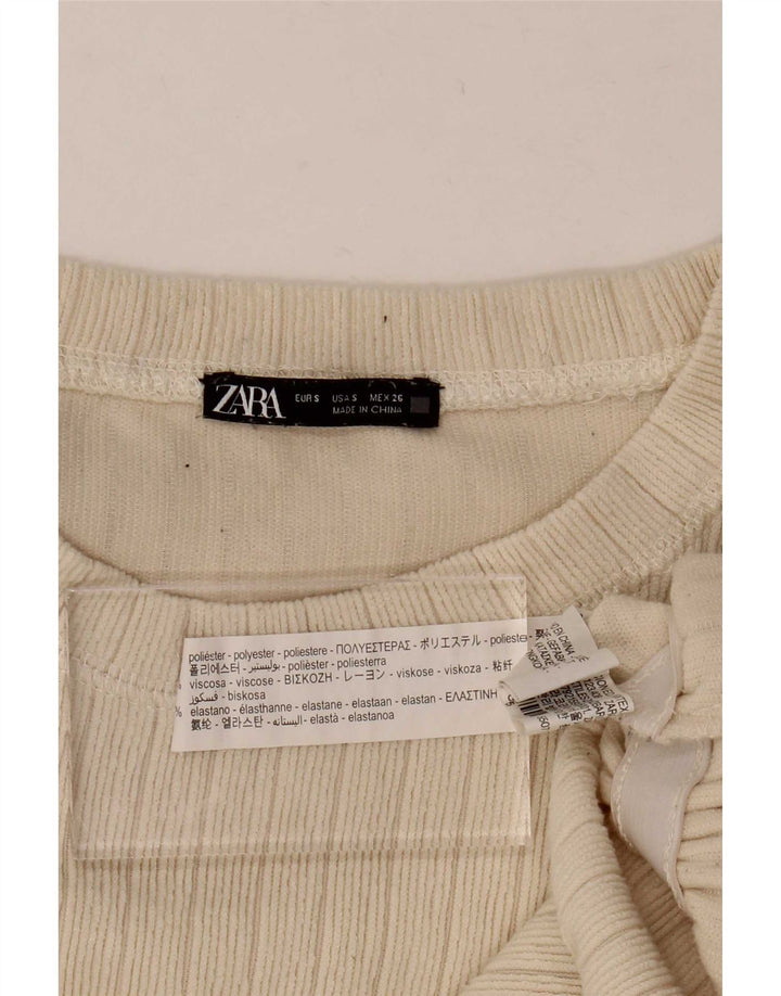 Женская блузка свободного кроя Zara Top UK 10, маленький размер, бежевый полиэстер