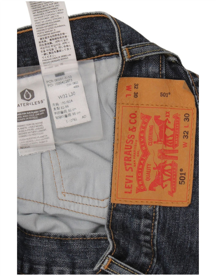 Мужские прямые джинсы LEVI'S 501 W32 L30 синие, хлопок