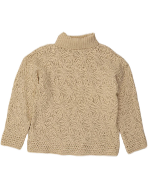 Винтажный женский укороченный джемпер с высоким воротником, свитер UK 14, средний цвет, белая шерсть