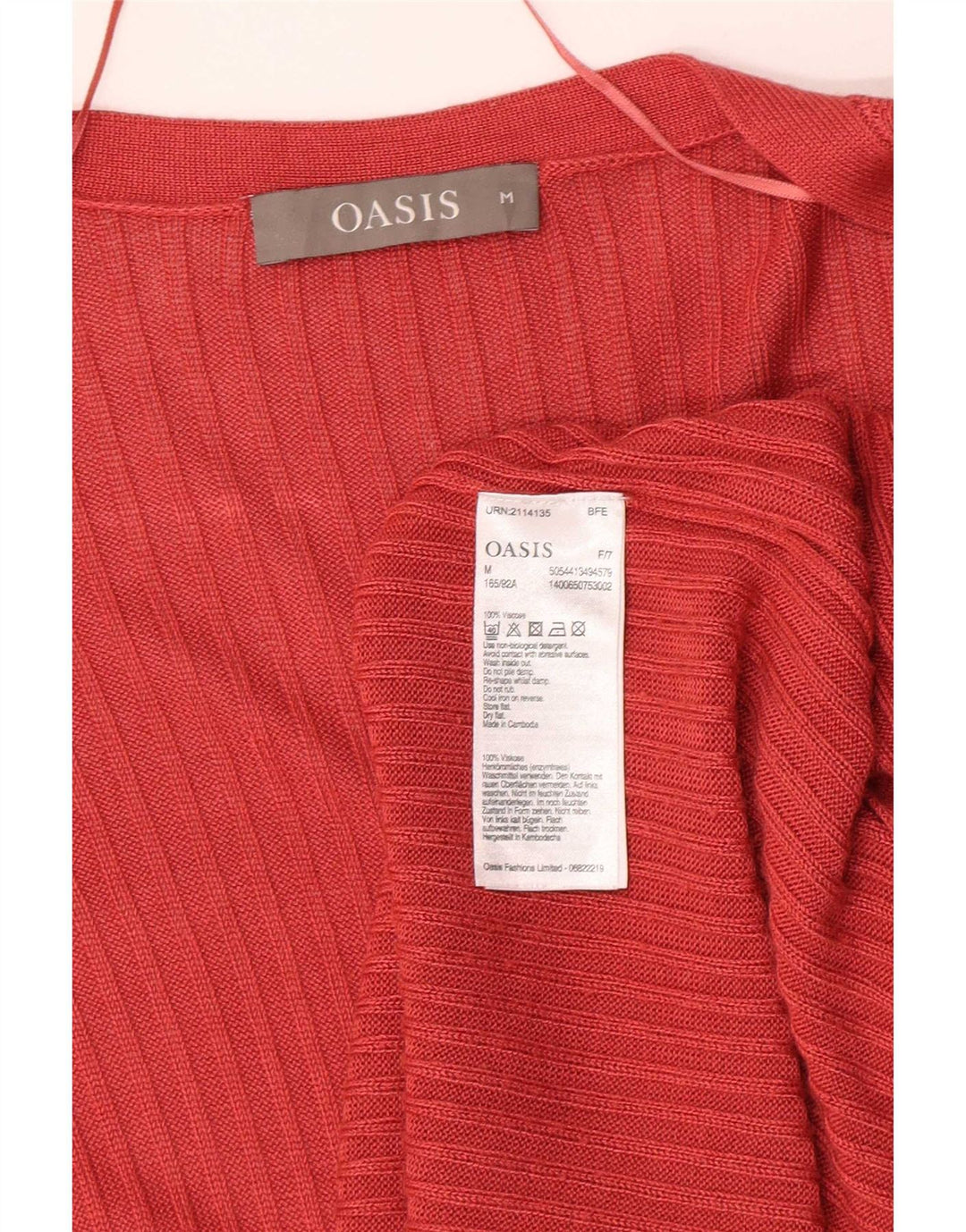 Женский удлиненный открытый кардиган Oasis UK 12, средний красный вискоза