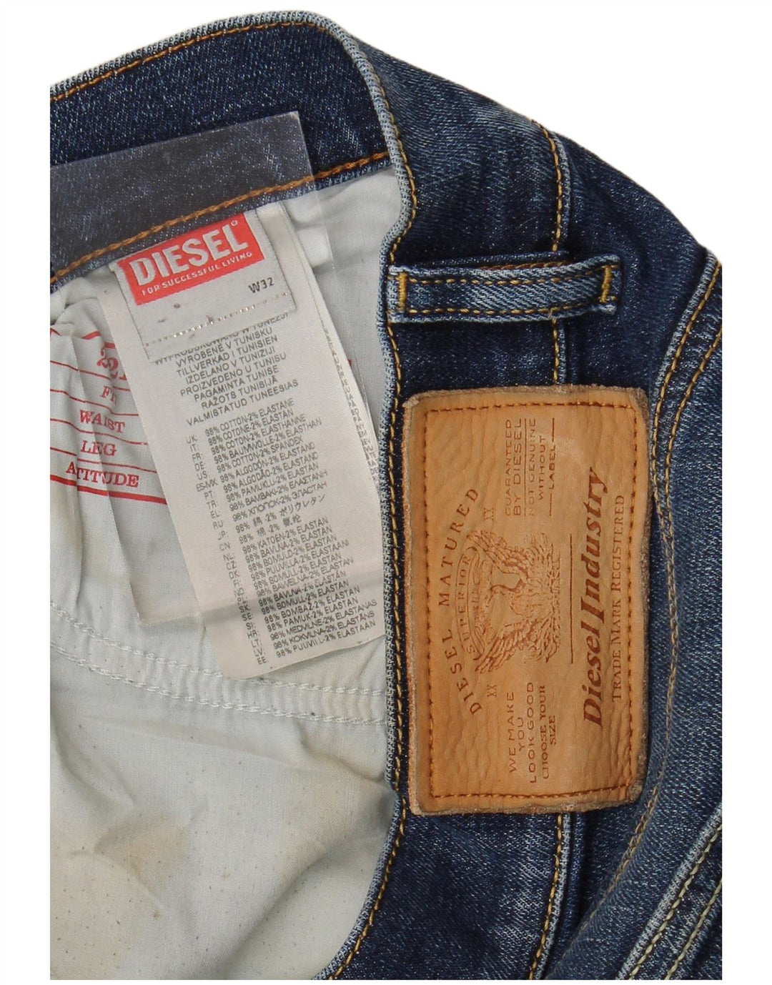 Мужские прямые джинсы DIESEL W32 L33, синий хлопок