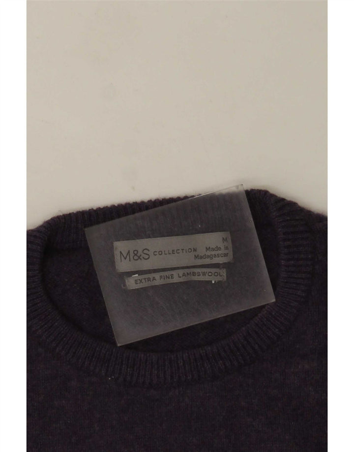 Мужской джемпер с круглым вырезом Marks & Spencer, средний фиолетовый из овечьей шерсти