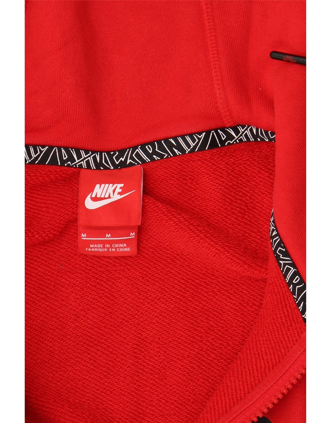 Мужской свитер с капюшоном и молнией с графическим рисунком NIKE, хлопковый средний красный цвет