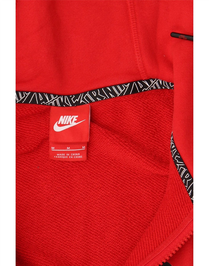 Мужской свитер с капюшоном и молнией с графическим рисунком NIKE, хлопковый средний красный цвет