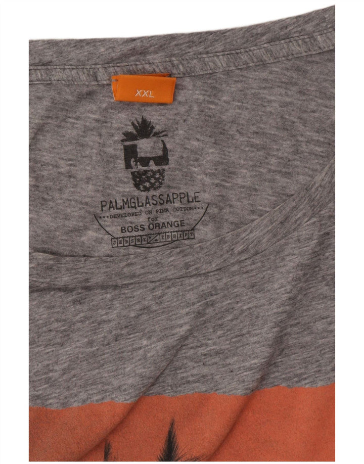 Мужская футболка с рисунком HUGO BOSS 2XL серая в крапинку