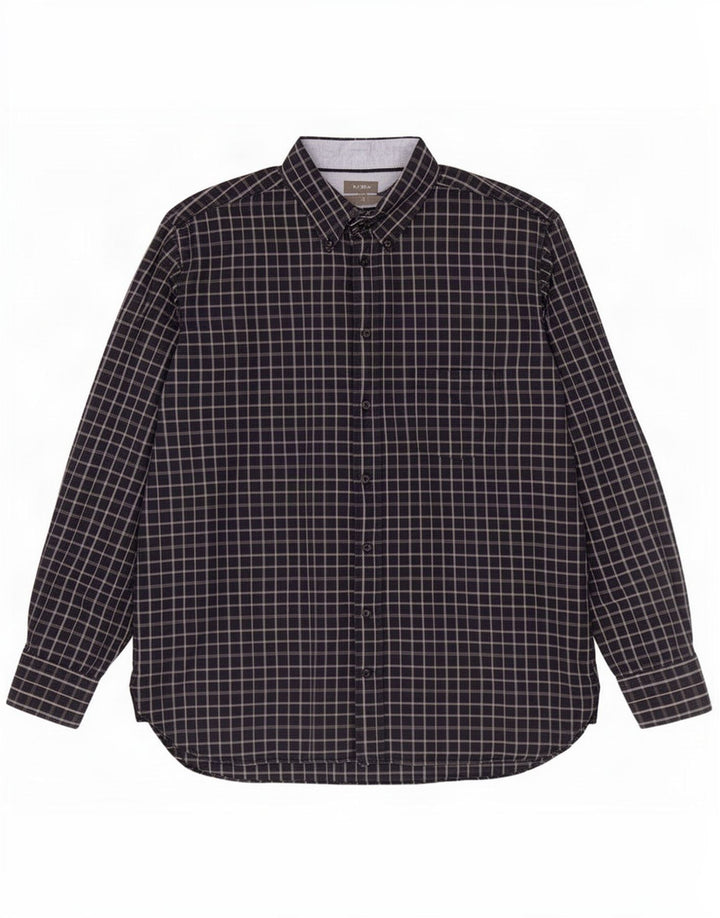Мужская рубашка J. Crew 2XL, темно-синяя, хлопок в мелкую клетку