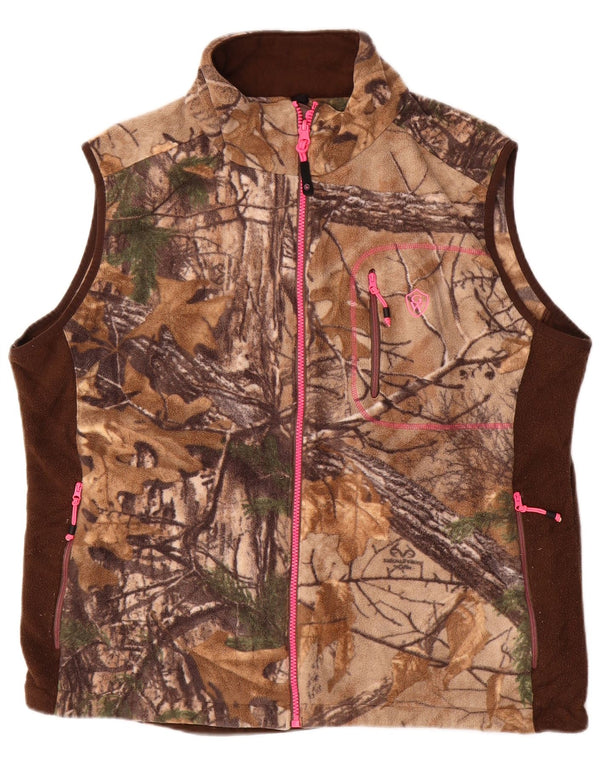 GAME WINNER Womens Fleece Gilet UK 20 2XL Brown Camouflage Polyester