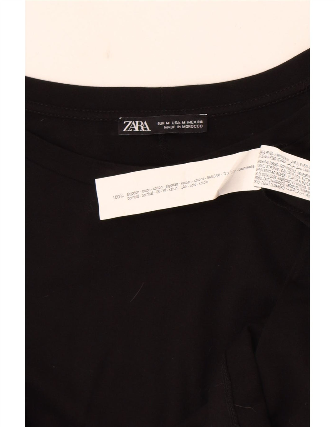Женская блузка с длинными рукавами Zara UK 14, средний черный хлопок