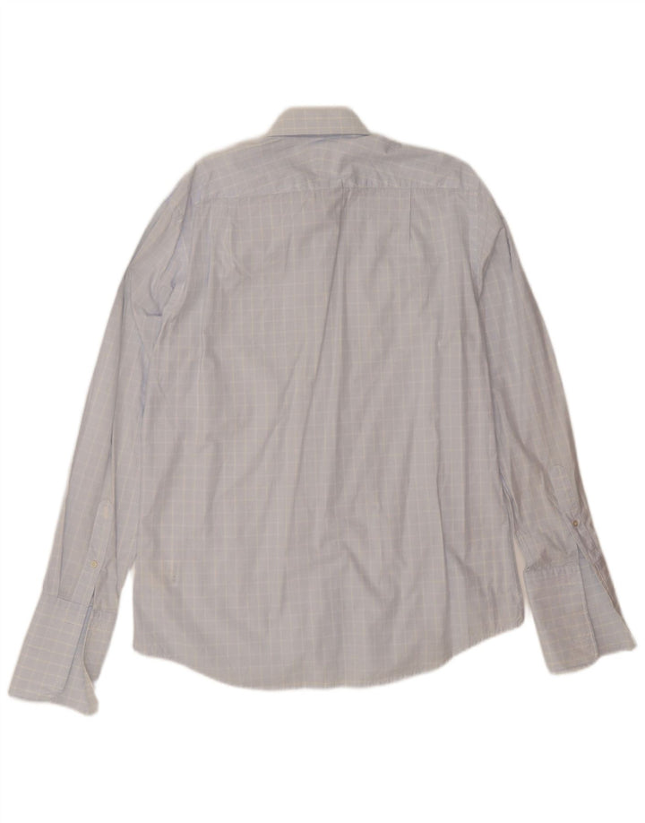 JAEGER Mens Formal Shirt Size 15 1/2 Medium Blue Check Cotton