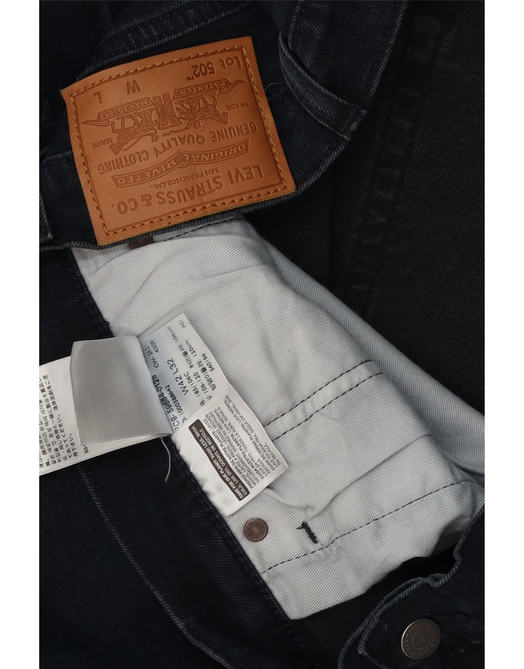 Мужские джинсы Levi's 502 Regular зауженные W42 L32 Темно-синие хлопковые