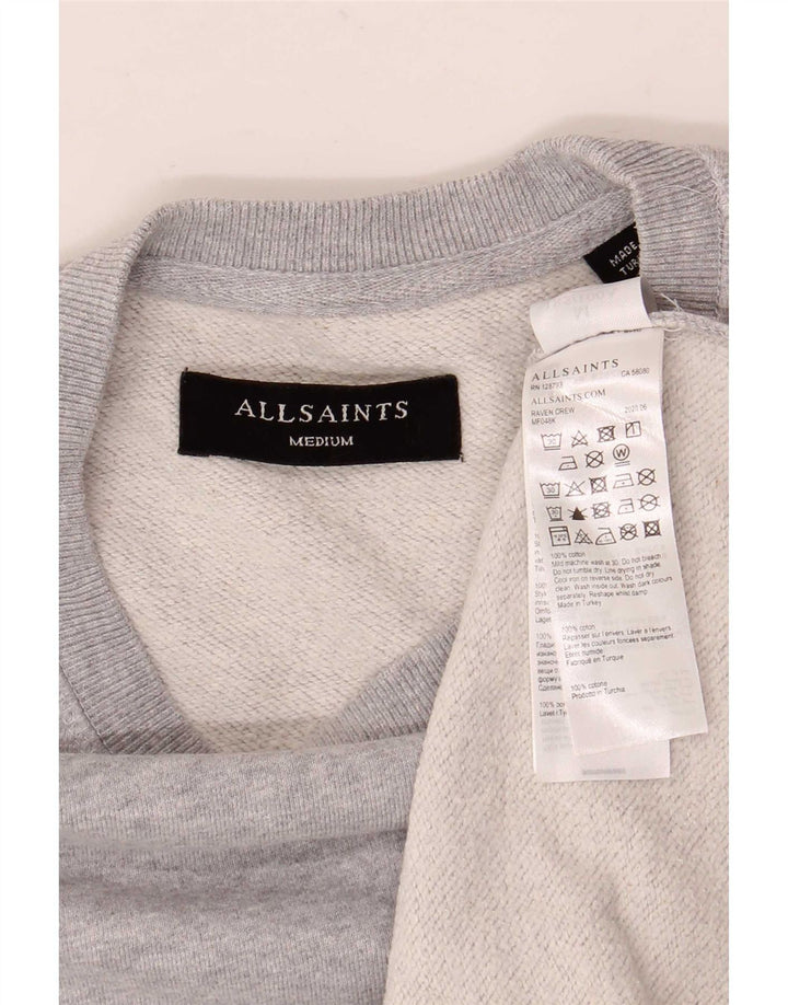 Мужской свитер All Saints, хлопковый джемпер среднего серого цвета