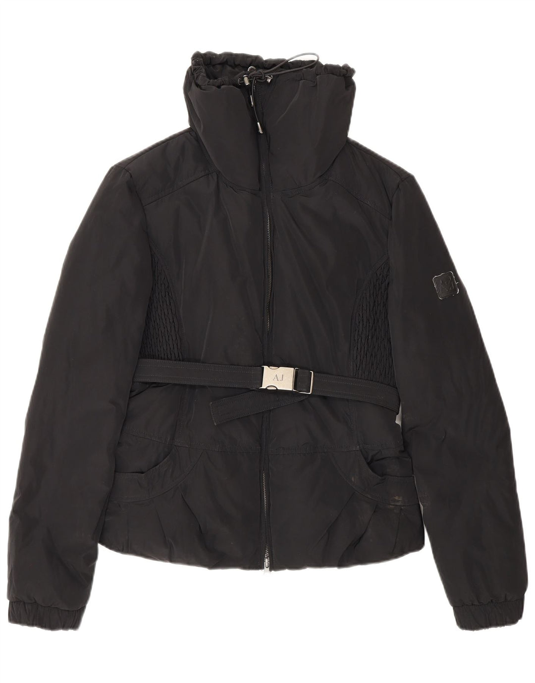 Женская укороченная стеганая куртка Armani Jeans EU 42, большая, черная, полиэстер