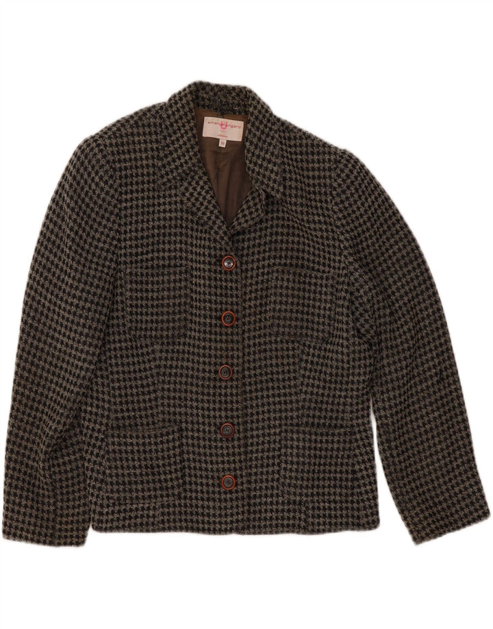 Женский пиджак на 5 пуговицах Emanuel Ungaro IT 50 XL, черный с узором «гусиные лапки»