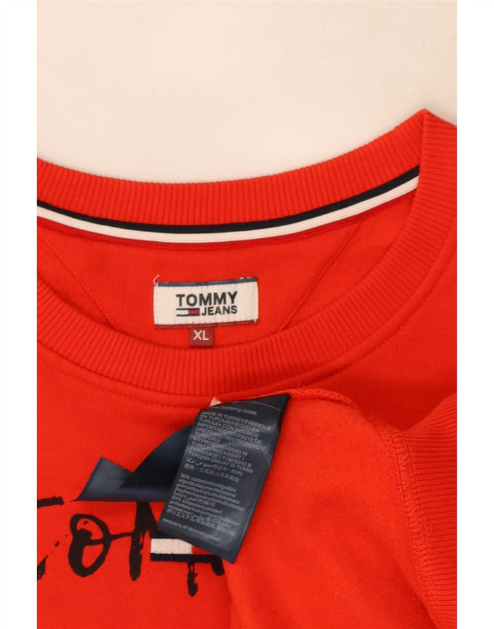 Мужской свитшот с рисунком Tommy Hilfiger, XL, красный хлопок
