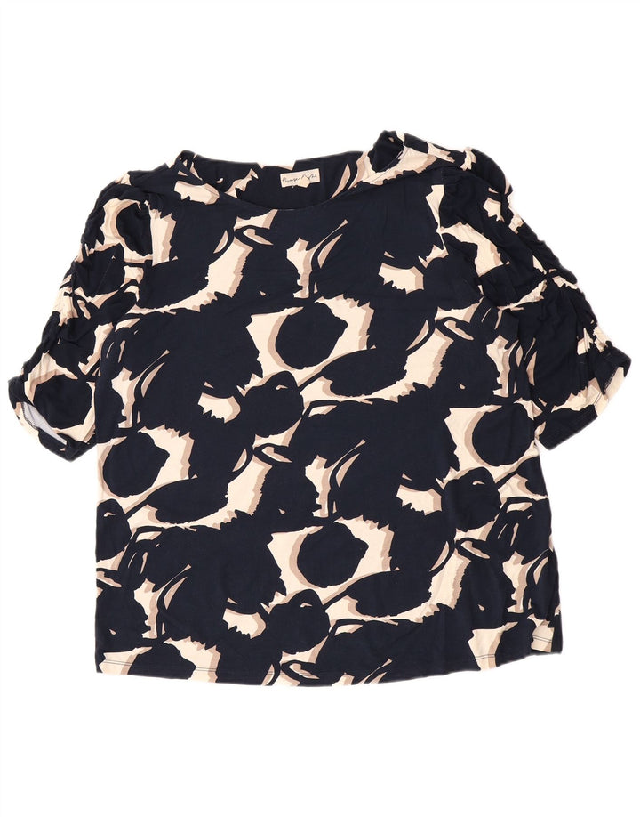 Женская блузка Phase Eight Top UK 18 XL Темно-синяя вискоза с цветочным принтом