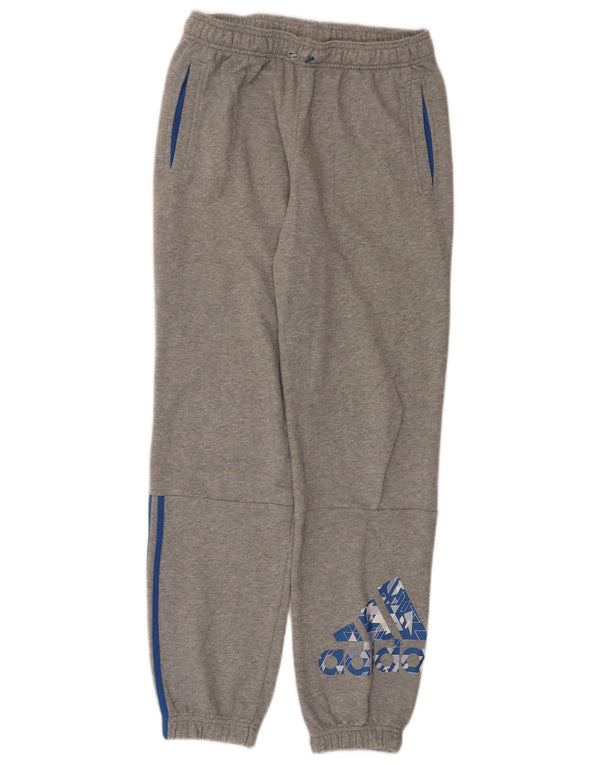 Adidas Boys Graphic Tracksuit Trousers Joggers 13-14 Years Grey Flecked