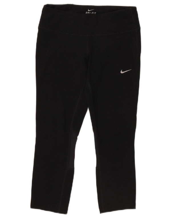 Женские леггинсы-капри Nike Dri Fit UK 10, маленькие черные из полиэстера