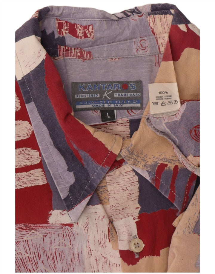 Kantaros Мужская рубашка с абстрактным узором, большая разноцветная вискоза