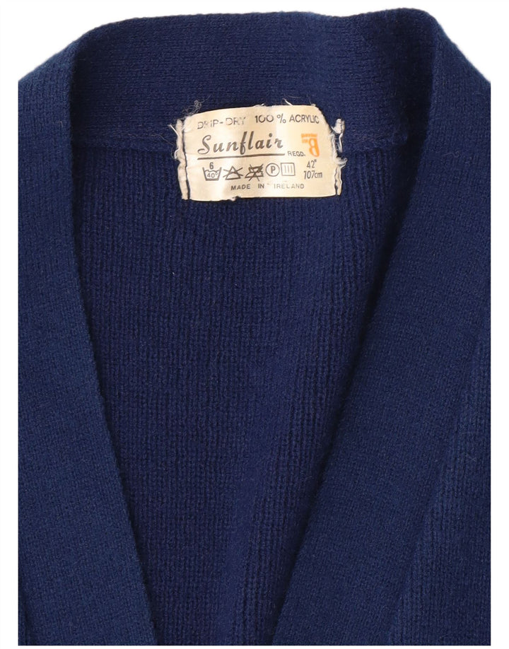 SUNFLAIR Womens Cardigan Sweater IT 42 Medium Navy Blue Striped Acrylic
