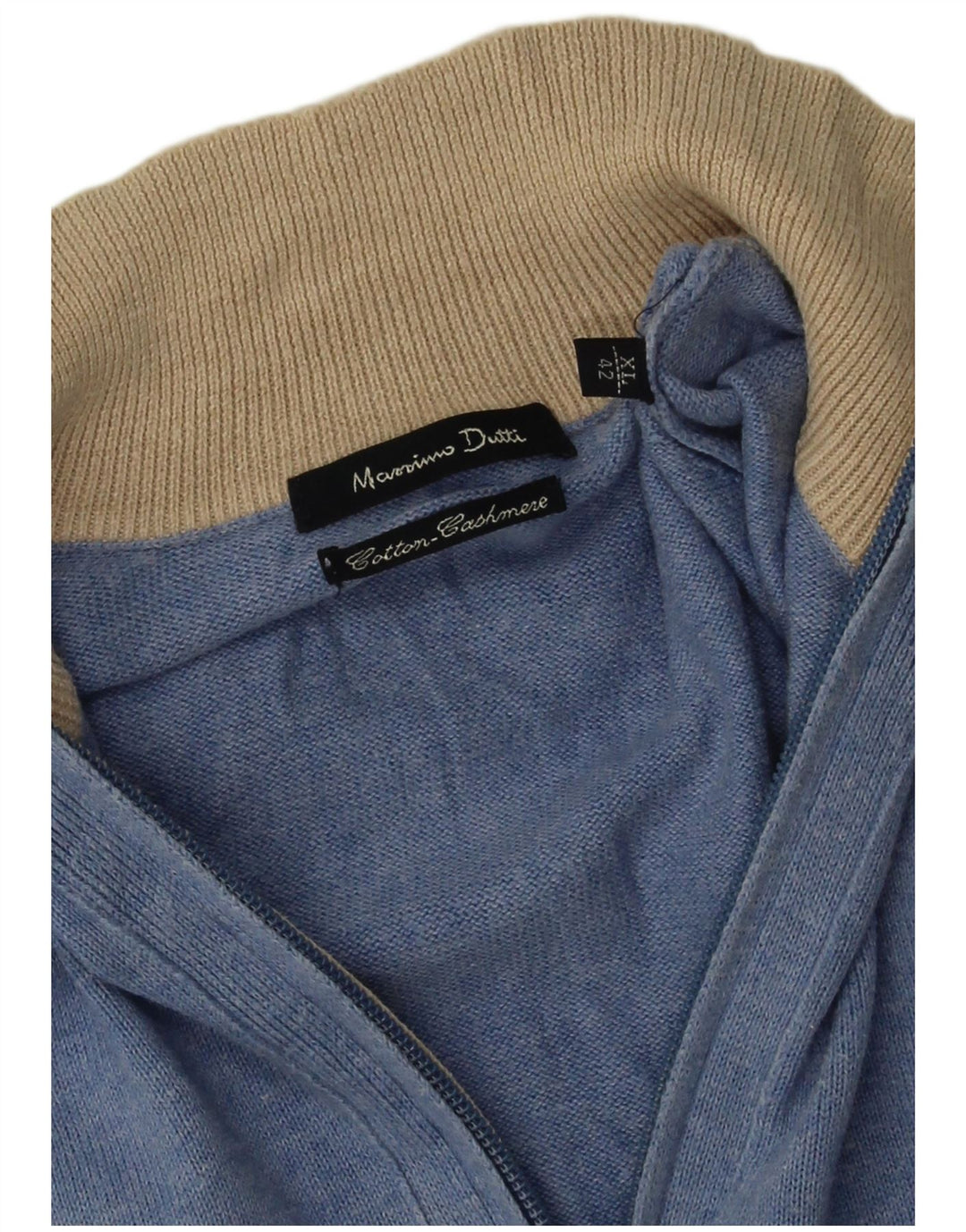 Мужской джемпер с воротником на молнии Massimo Dutti XL, синий хлопок