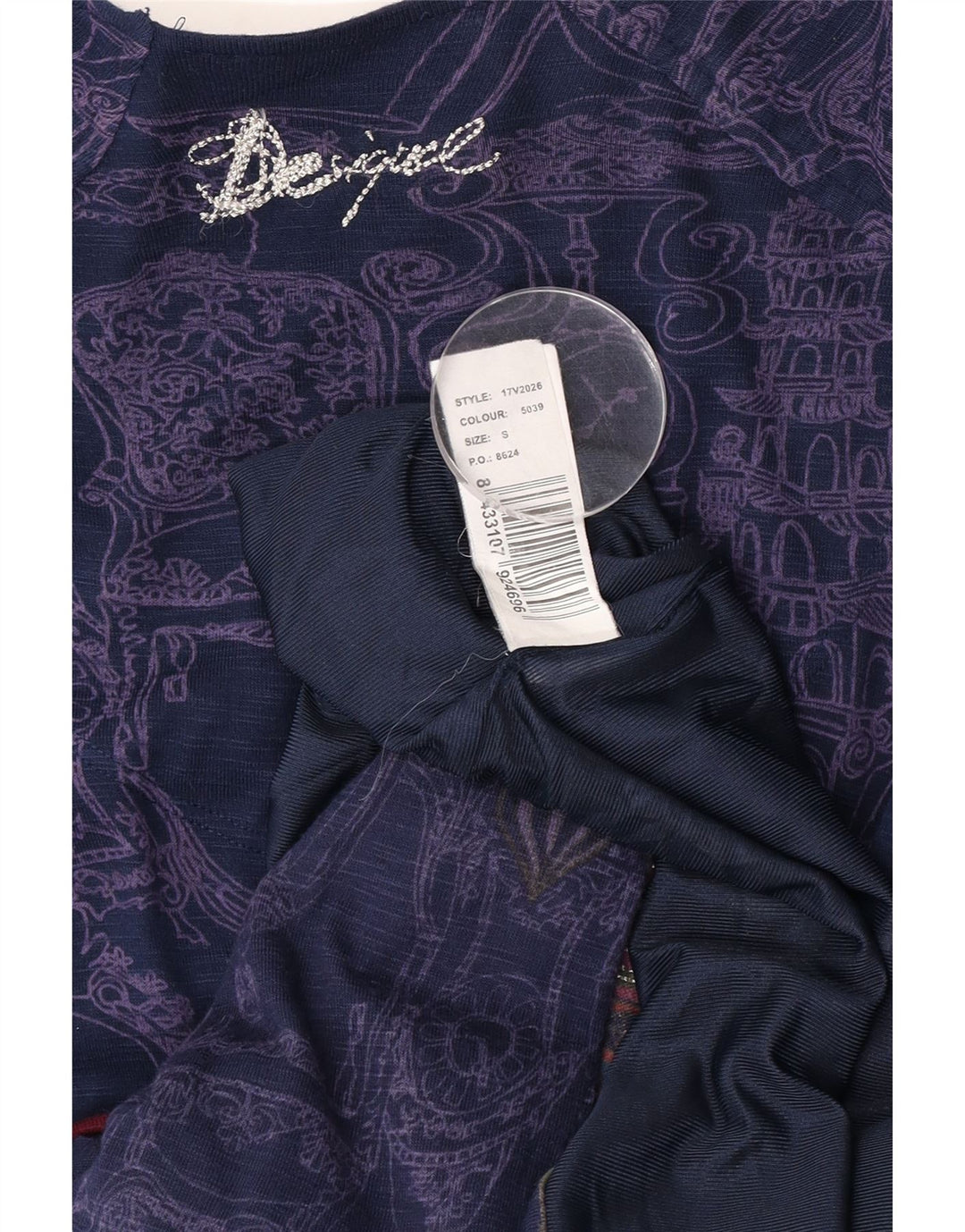 Женское платье с заниженной талией Desigual с абстрактным узором, Великобритания, 8, маленькое, темно-синее