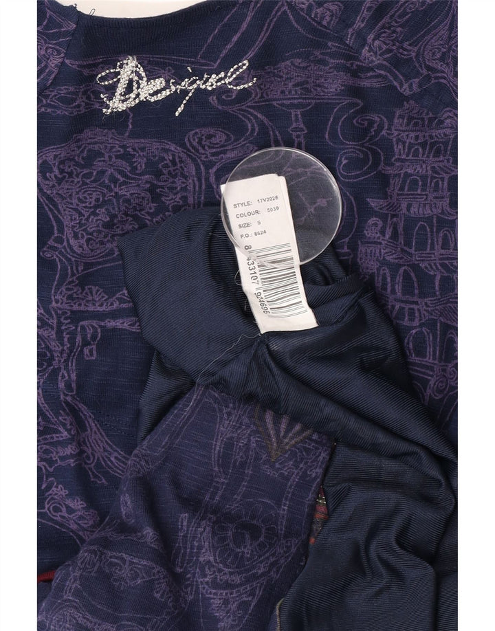 Женское платье с заниженной талией Desigual с абстрактным узором, Великобритания, 8, маленькое, темно-синее