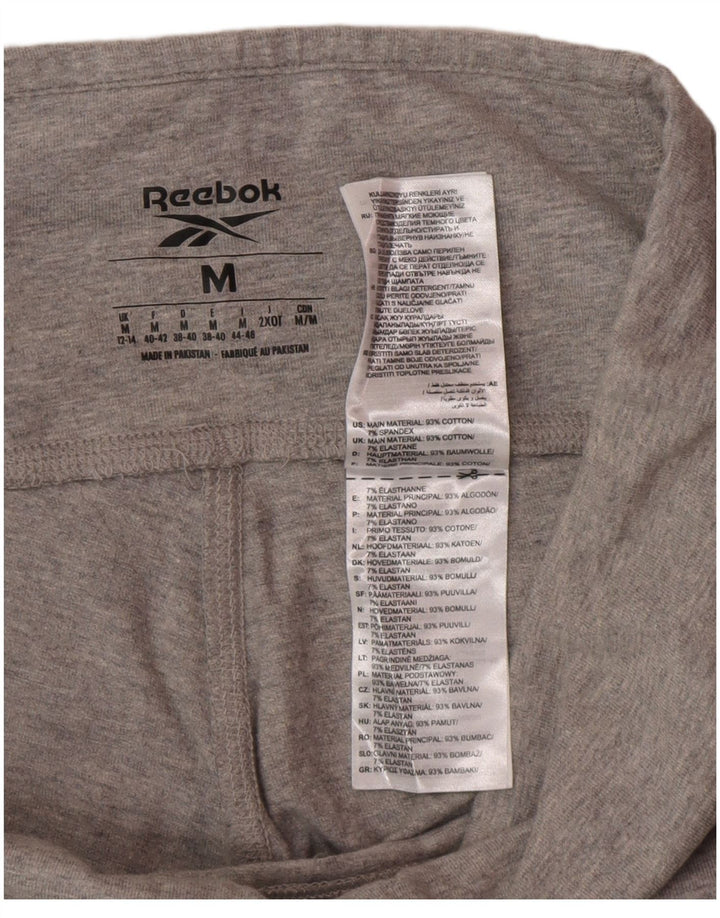 Женские леггинсы Reebok с рисунком UK 12/14, хлопок среднего серого цвета