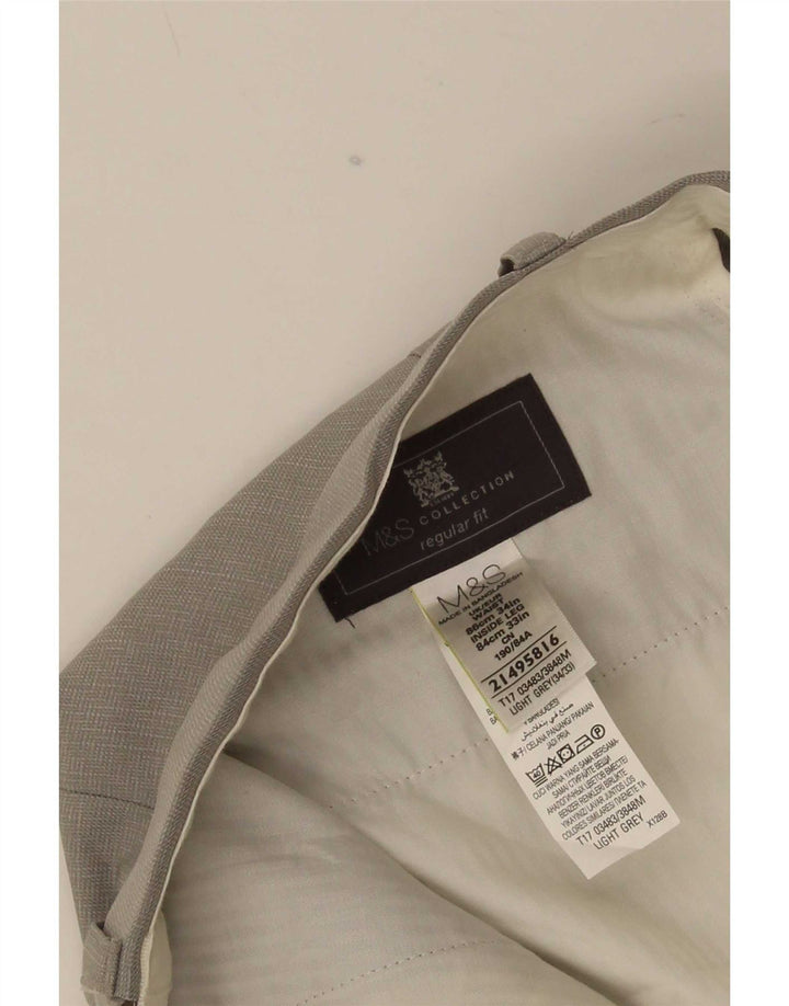 Мужские костюмные брюки классического кроя Marks & Spencer W34 L33, серый полиэстер