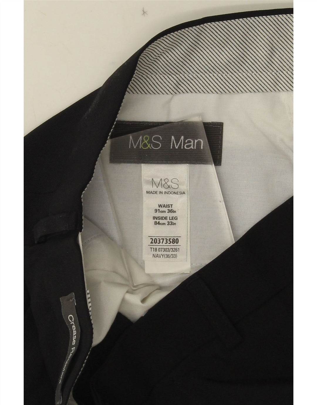 Мужские прямые костюмные брюки Marks & Spencer W36 L33 темно-синие из полиэстера