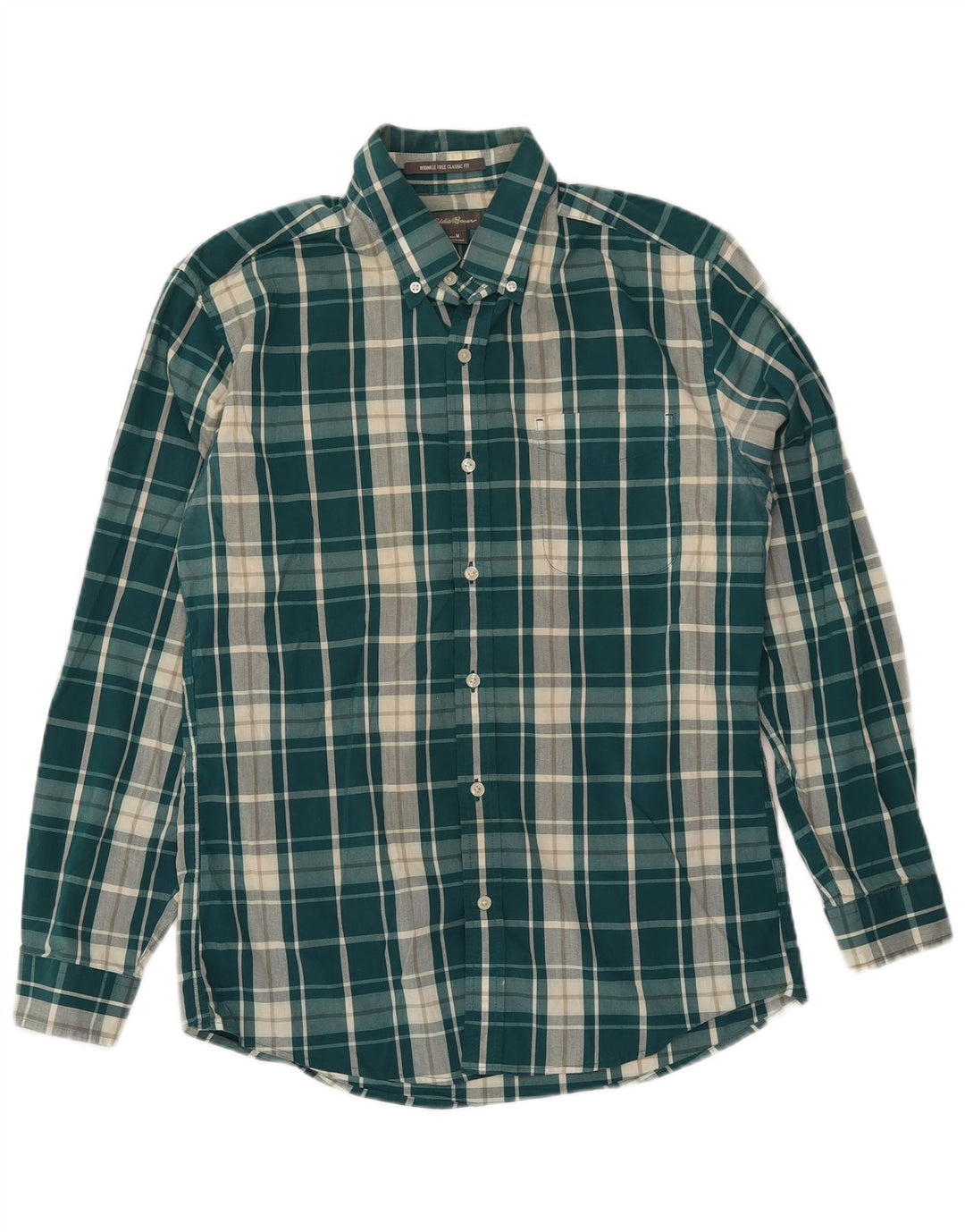 EDDIE BAUER Мужская рубашка классического кроя из хлопка среднего размера в зеленую клетку