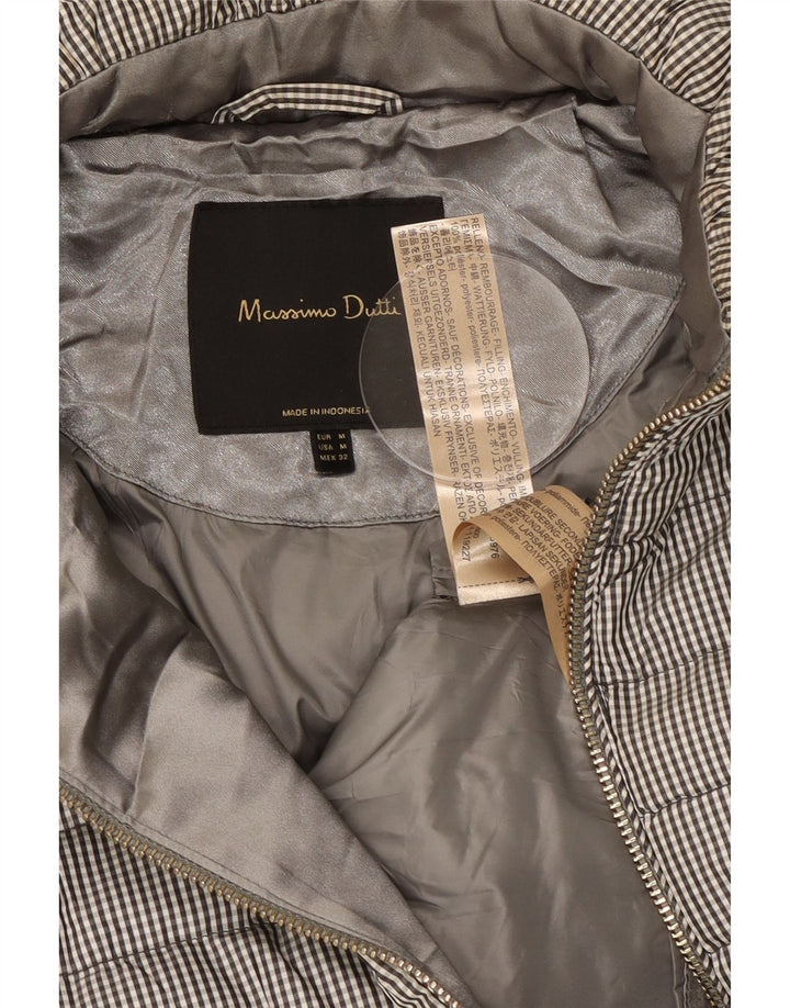 Женская стеганая куртка Massimo Dutti UK 14, средний серый полиэстер в мелкую клетку