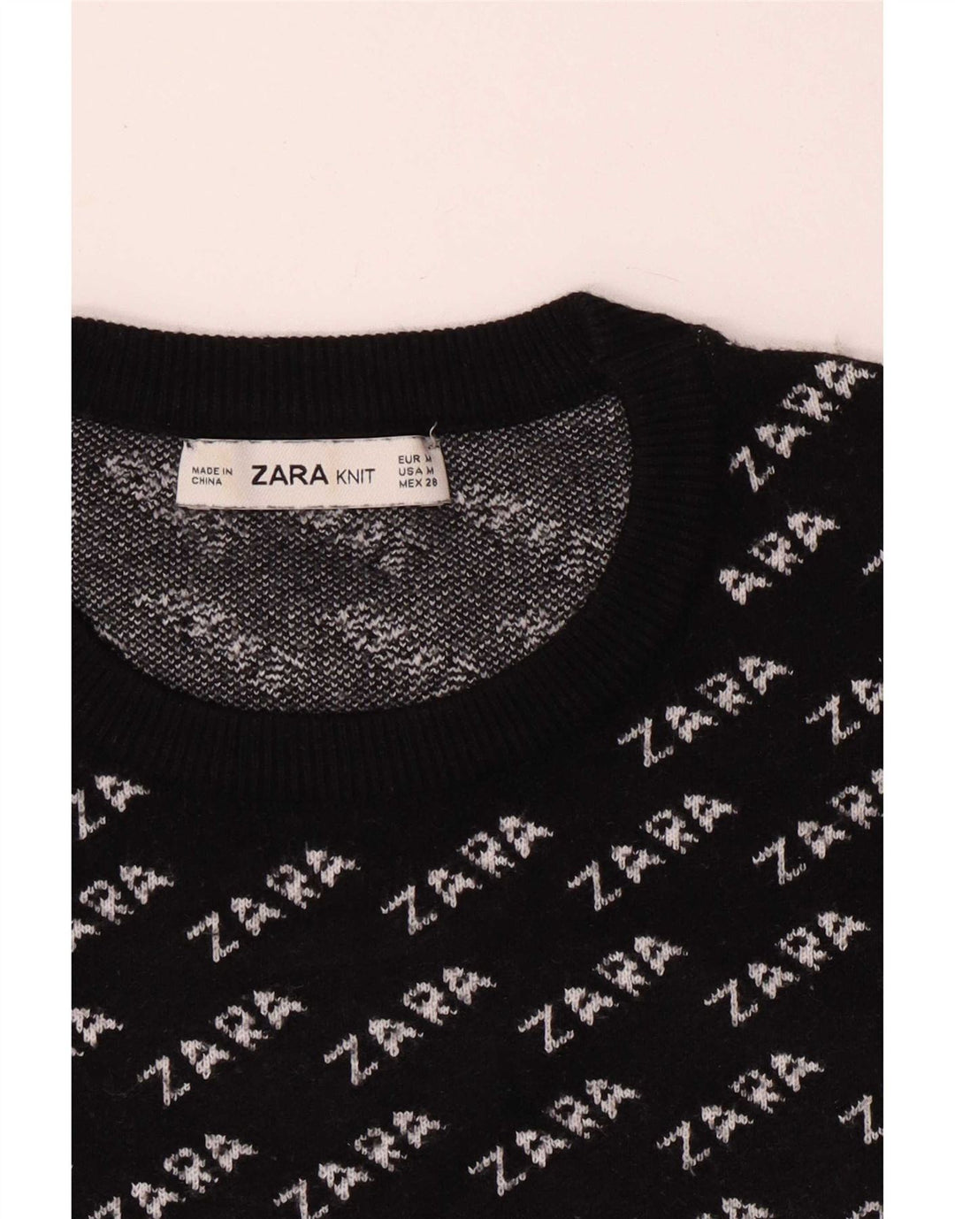 Женский джемпер с круглым вырезом Zara UK 14, средний черный