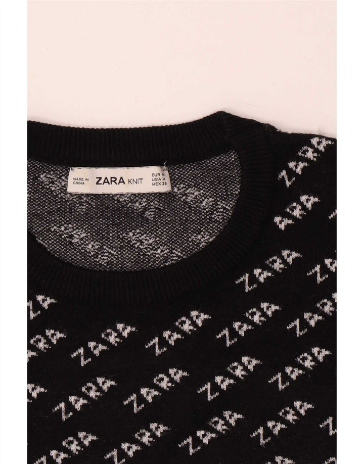 Женский джемпер с круглым вырезом Zara UK 14, средний черный