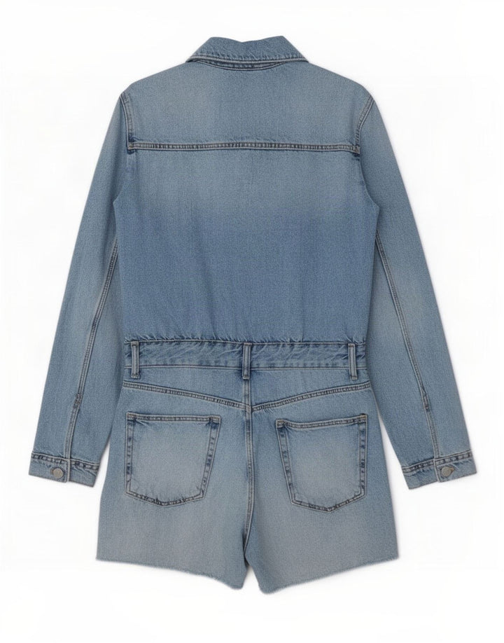 Женский джинсовый комбинезон Zara UK 12, хлопок среднего синего цвета