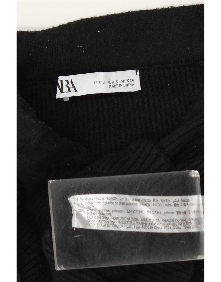 Женская трикотажная мини-юбка Zara, маленькая W26, черная вискоза