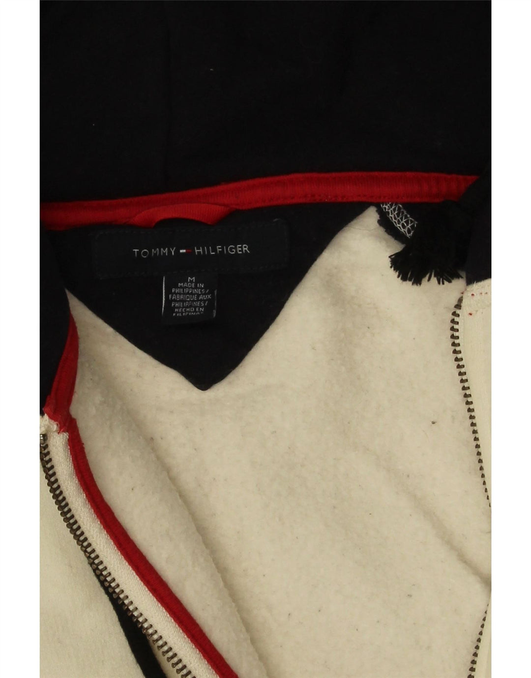 Мужской свитер с капюшоном на молнии Tommy Hilfiger среднего размера с белыми цветными блоками