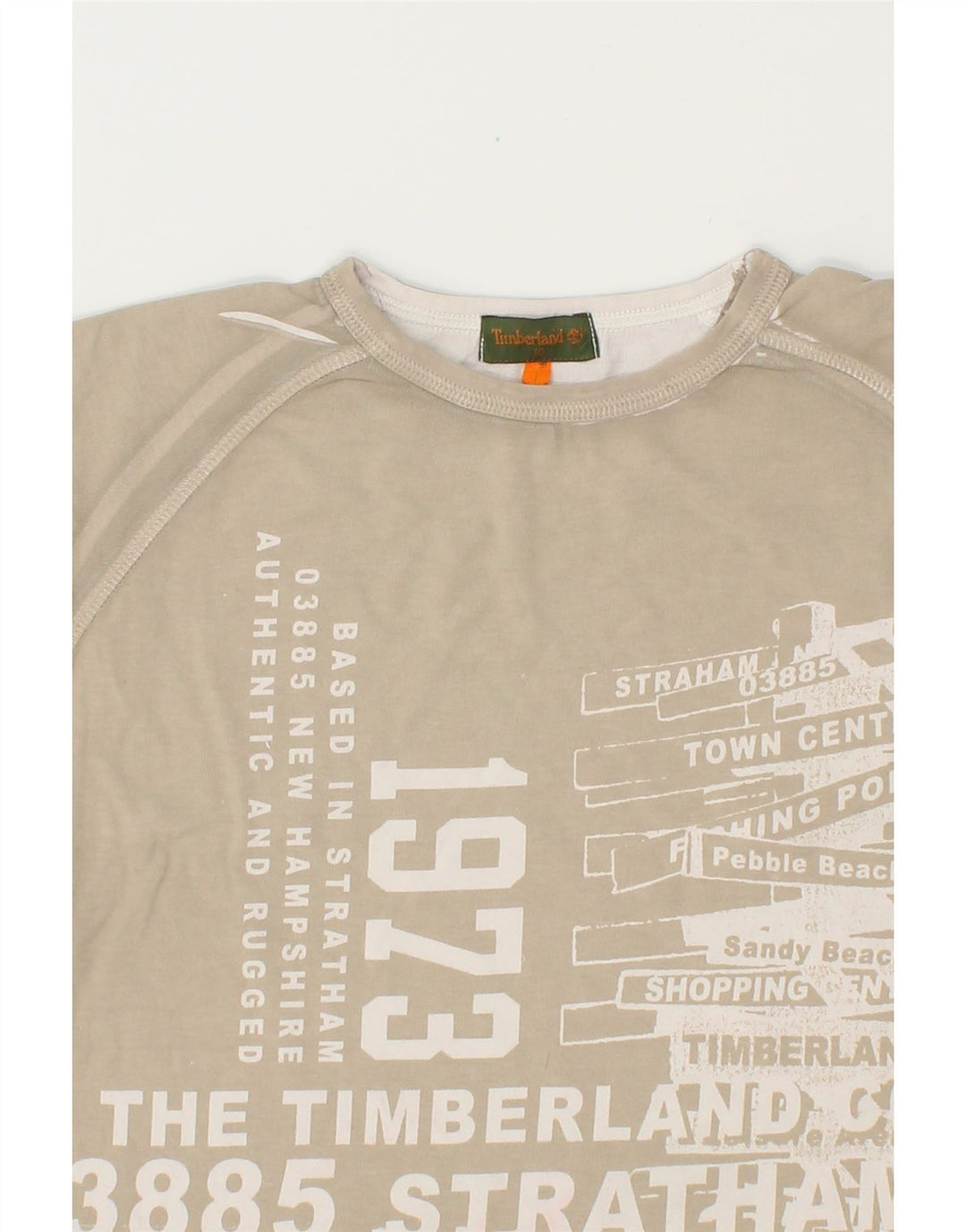 TIMBERLAND Boys Graphic T-Shirt Top 9-10 Years Beige Vintage Timberland and Second-Hand Timberland from Messina Hembry 