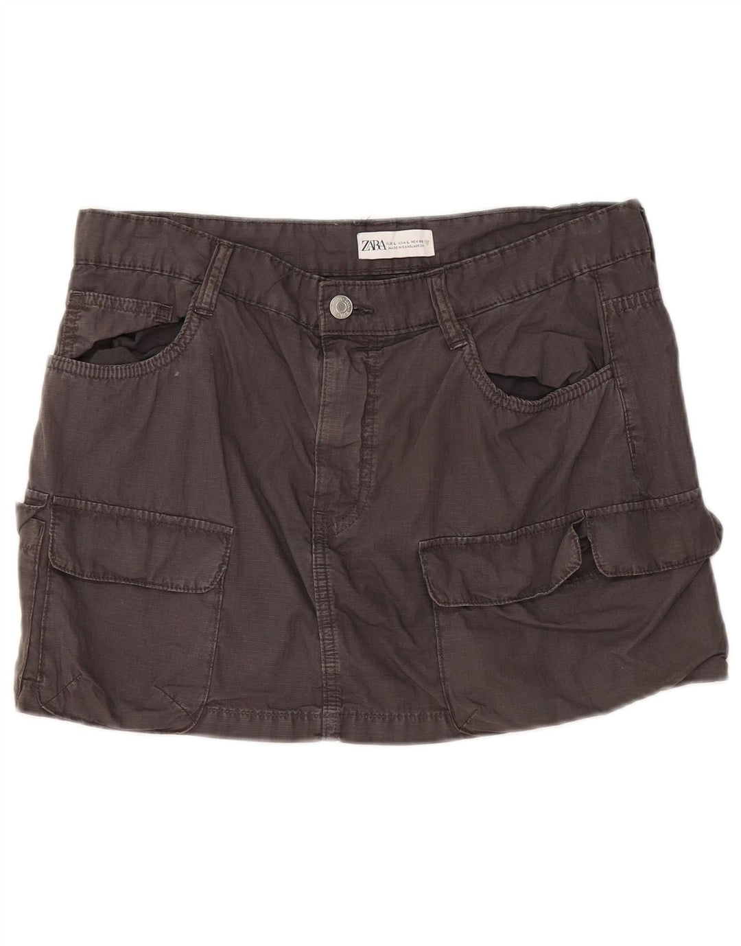 Женская мини-юбка-карго Zara, большая, серая, хлопок, W30