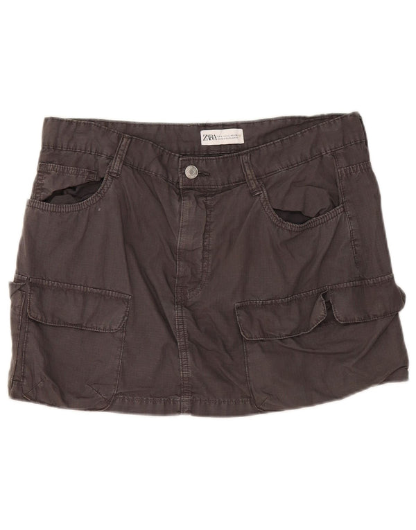 Женская мини-юбка-карго Zara, большая, серая, хлопок, W30
