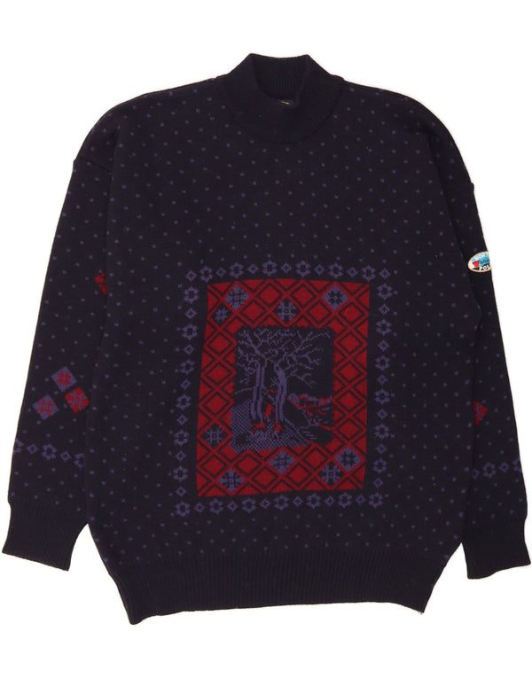 Мужской джемпер с высоким воротником NORTH POLE, размер 2XL, темно-синий, шерсть Fair Isle