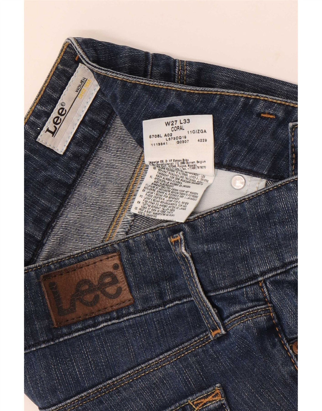 Женские коралловые джинсы Lee Bootcut W27 L33, синий хлопок